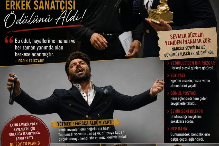 YILIN EN ETKILEYICI ERKEK SANATÇISI ÖDÜLÜ ” ERSIN FAIKZADE ” YE VERILDI.